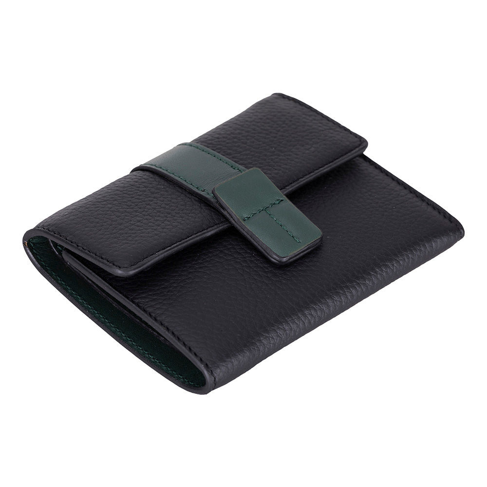 Bloominbag-Liora Color Band Deri Kadın Cüzdan – Siyah & Zümrüt Yeşili-4-roqelvaxirum.shop
