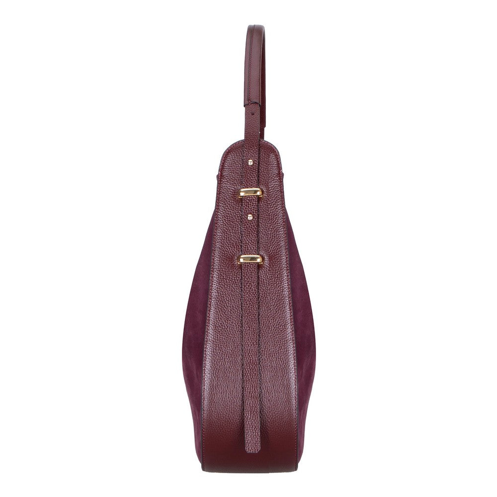 Bloominbag-Lunar Merlot Burgundy Süet Büzgülü Kadın Omuz çantası-3-roqelvaxirum.shop
