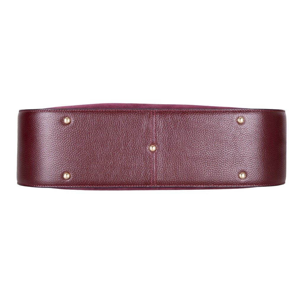 Bloominbag-Lunar Merlot Burgundy Süet Büzgülü Kadın Omuz çantası-5-roqelvaxirum.shop