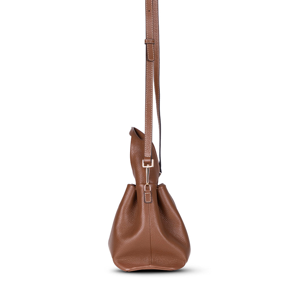 Bloominbag-Marella Soft City Camel Tan Leather Shoulder Bag / Deri Omuz Çantası-5-roqelvaxirum.shop