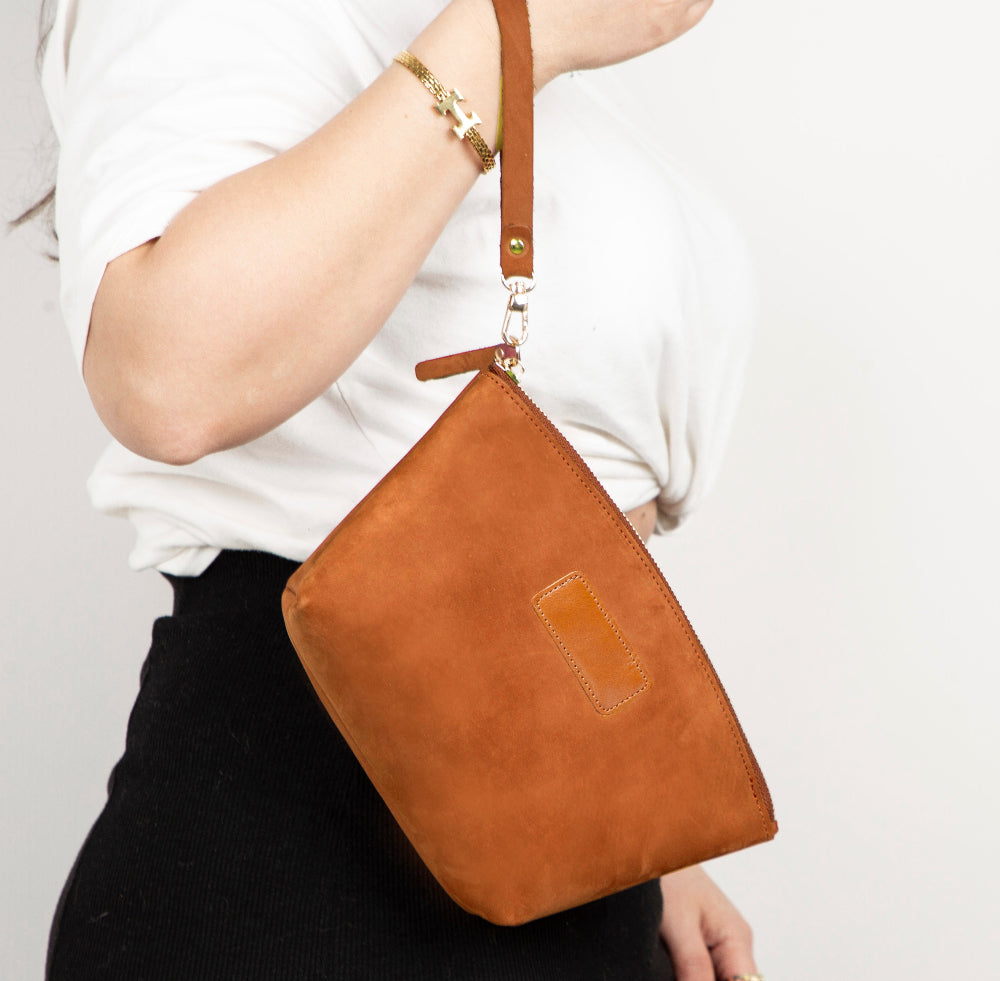 Bloominbag-Muted Chestnut – Deri Makyaj çantası-2-roqelvaxirum.shop