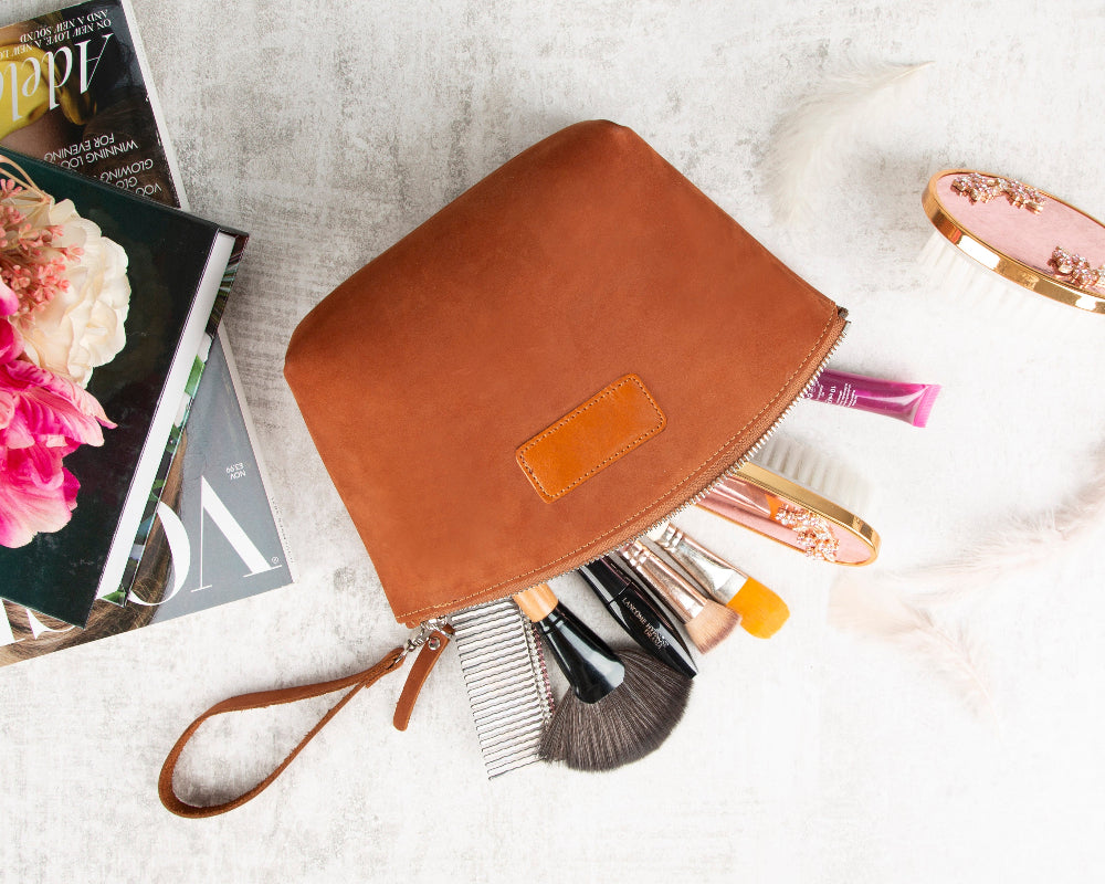 Bloominbag-Muted Chestnut – Deri Makyaj çantası-3-roqelvaxirum.shop