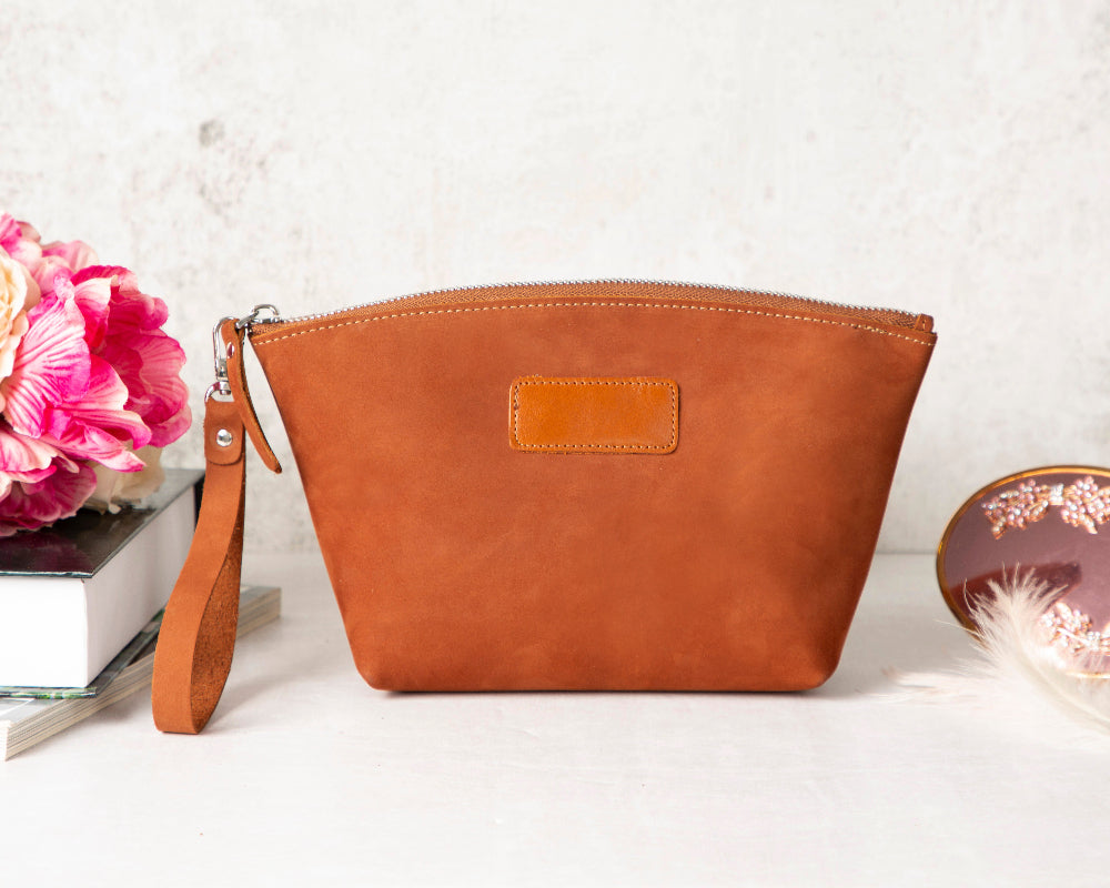Bloominbag-Muted Chestnut – Deri Makyaj çantası-5-roqelvaxirum.shop