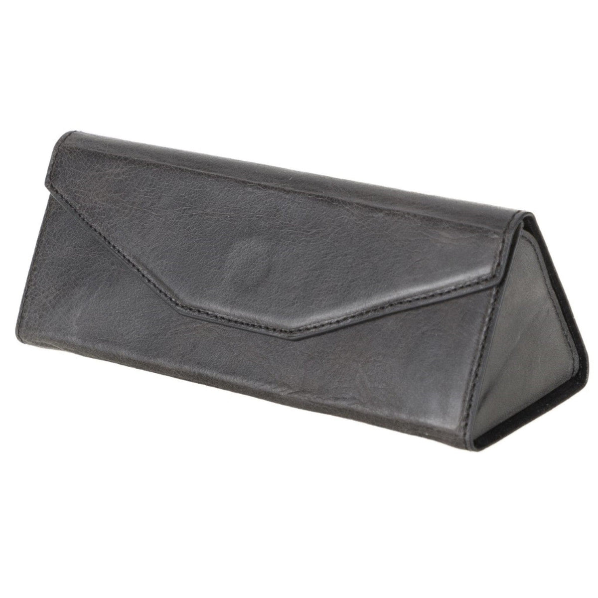 Prisma Stone Gray Deri Gözlük Kılıfı – Mıknatıslı Üçgen Tasarım