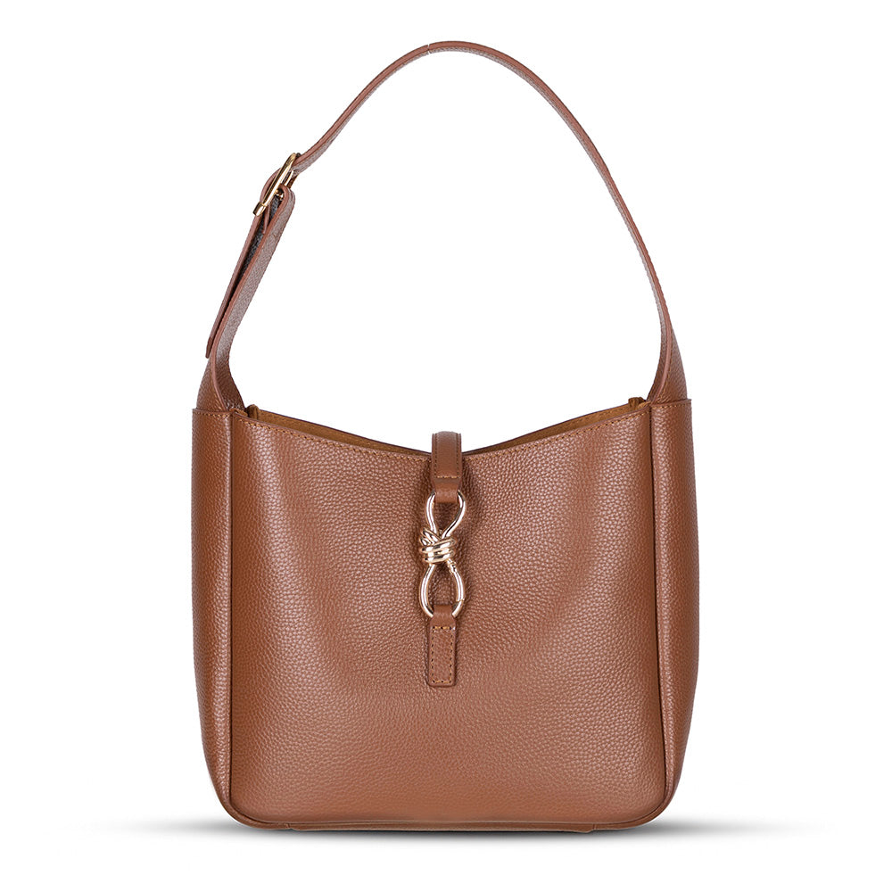 Bloominbag-Ravello Cimbrone Camel Tan Leather Shoulder Bag / Deri Omuz Çantası-1-roqelvaxirum.shop