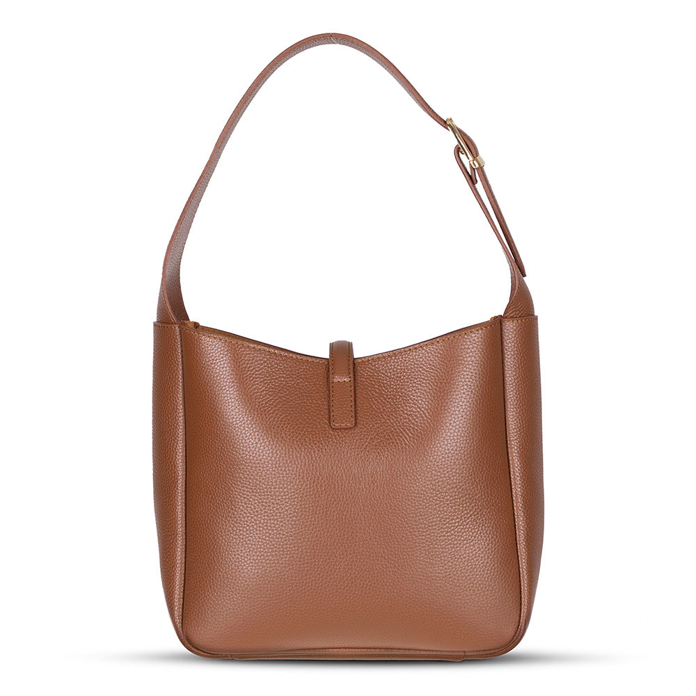 Bloominbag-Ravello Cimbrone Camel Tan Leather Shoulder Bag / Deri Omuz Çantası-2-roqelvaxirum.shop