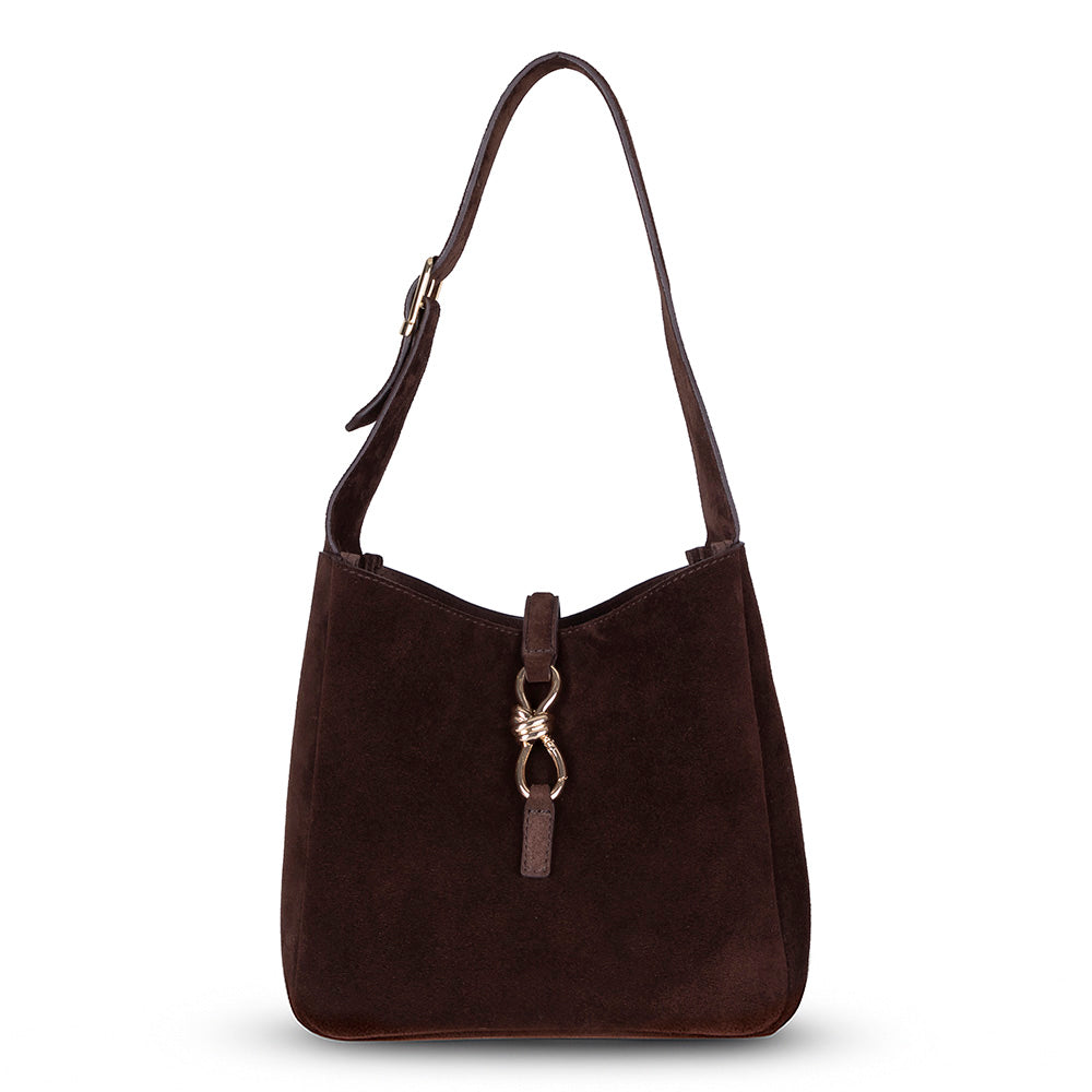 Bloominbag-Ravello Cimbrone Chestnut Brown Suede Shoulder Bag / Deri Omuz Çantası-1-roqelvaxirum.shop
