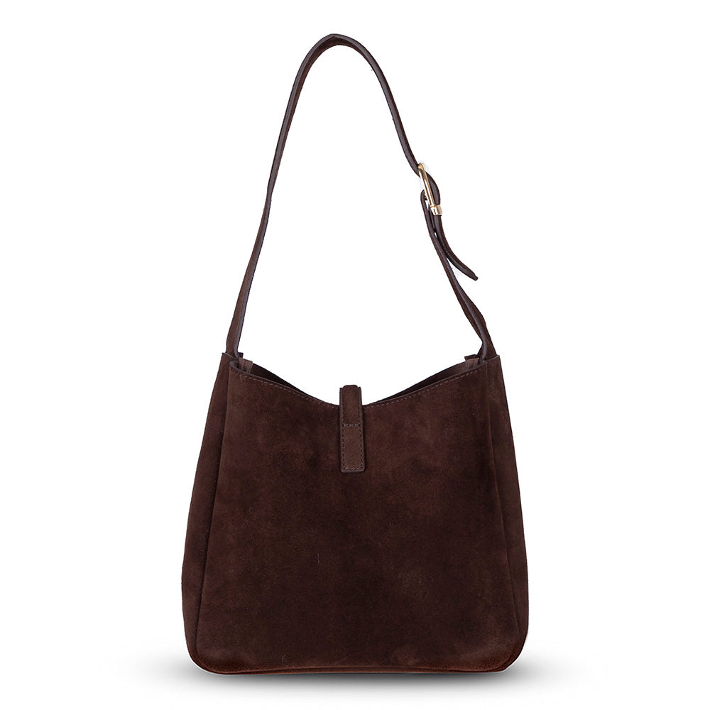 Bloominbag-Ravello Cimbrone Chestnut Brown Suede Shoulder Bag / Deri Omuz Çantası-2-roqelvaxirum.shop