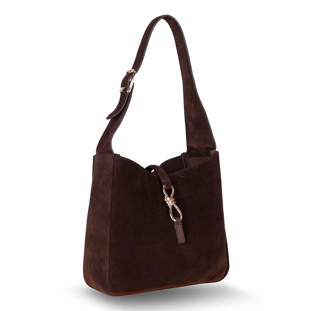 Bloominbag-Ravello Cimbrone Chestnut Brown Suede Shoulder Bag / Deri Omuz Çantası-3-roqelvaxirum.shop