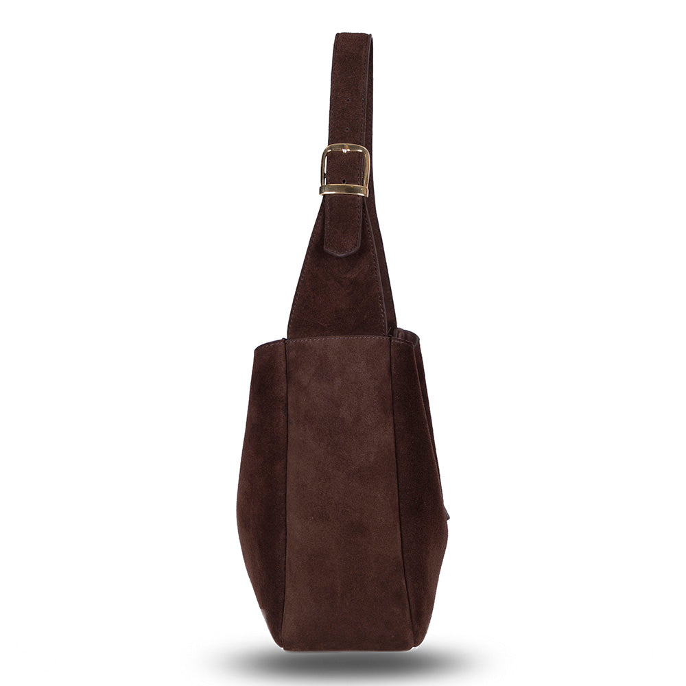 Bloominbag-Ravello Cimbrone Chestnut Brown Suede Shoulder Bag / Deri Omuz Çantası-4-roqelvaxirum.shop