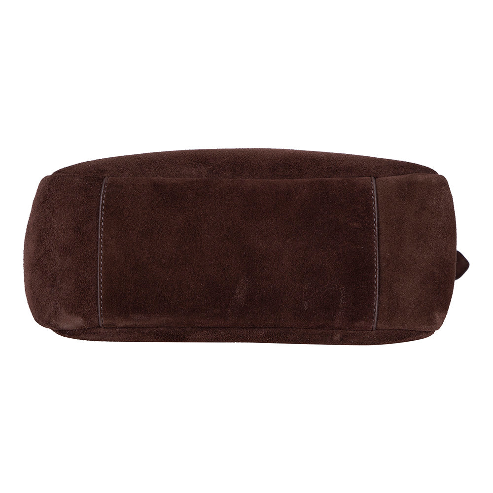 Bloominbag-Ravello Cimbrone Chestnut Brown Suede Shoulder Bag / Deri Omuz Çantası-5-roqelvaxirum.shop