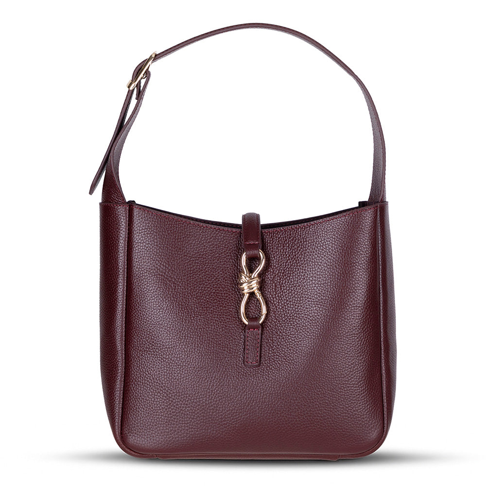 Bloominbag-Ravello Cimbrone Merlot Burgundy Leather Shoulder Bag / Deri Omuz Çantası-1-roqelvaxirum.shop