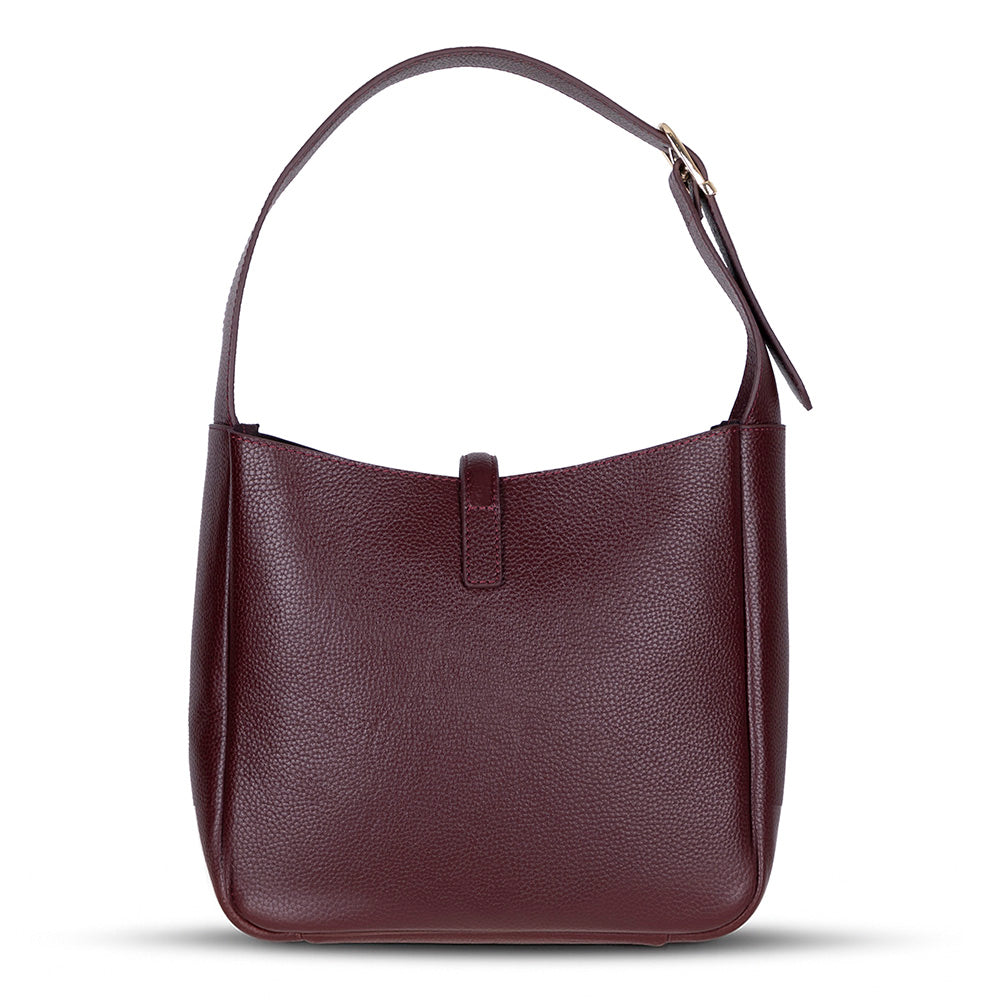 Bloominbag-Ravello Cimbrone Merlot Burgundy Leather Shoulder Bag / Deri Omuz Çantası-2-roqelvaxirum.shop