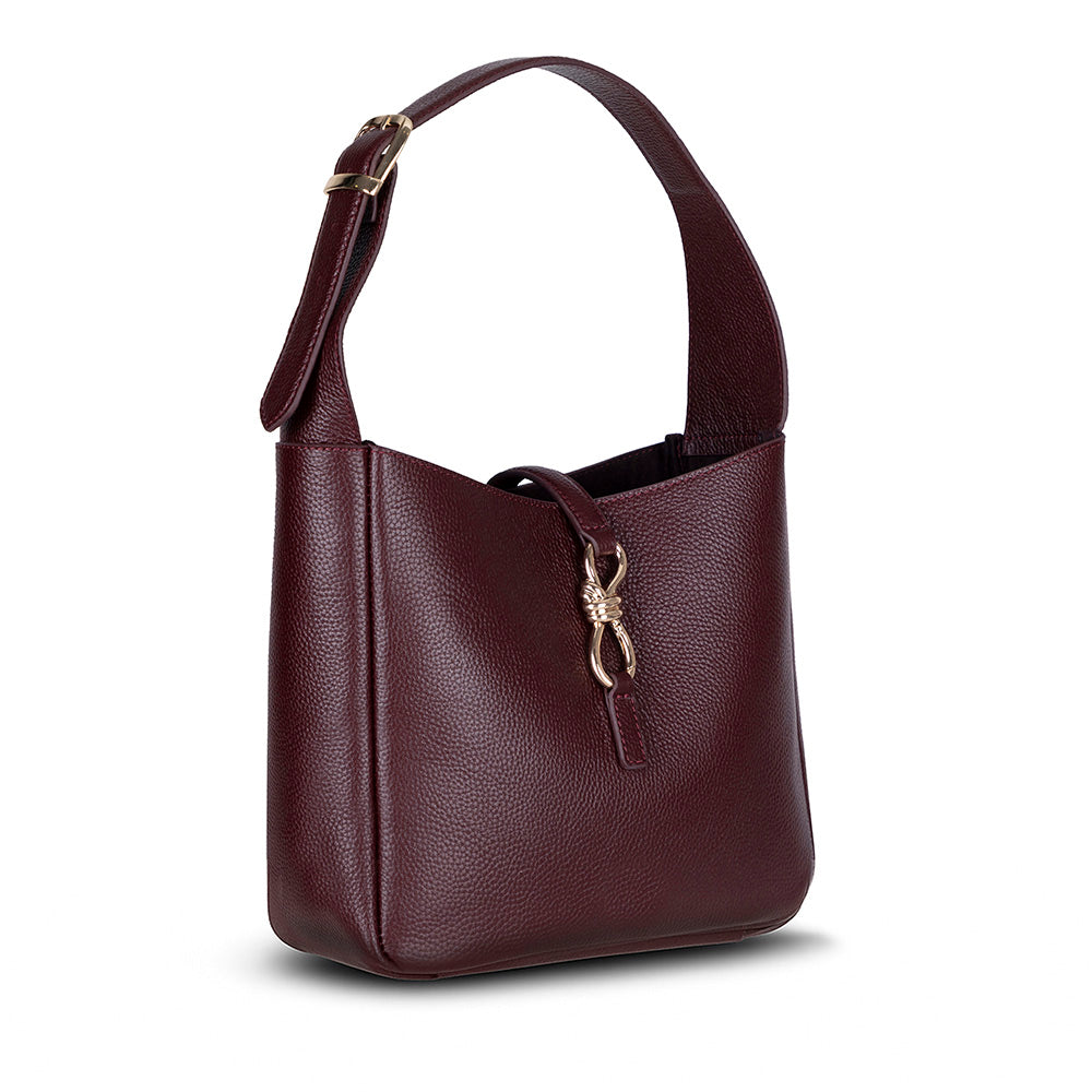 Bloominbag-Ravello Cimbrone Merlot Burgundy Leather Shoulder Bag / Deri Omuz Çantası-3-roqelvaxirum.shop