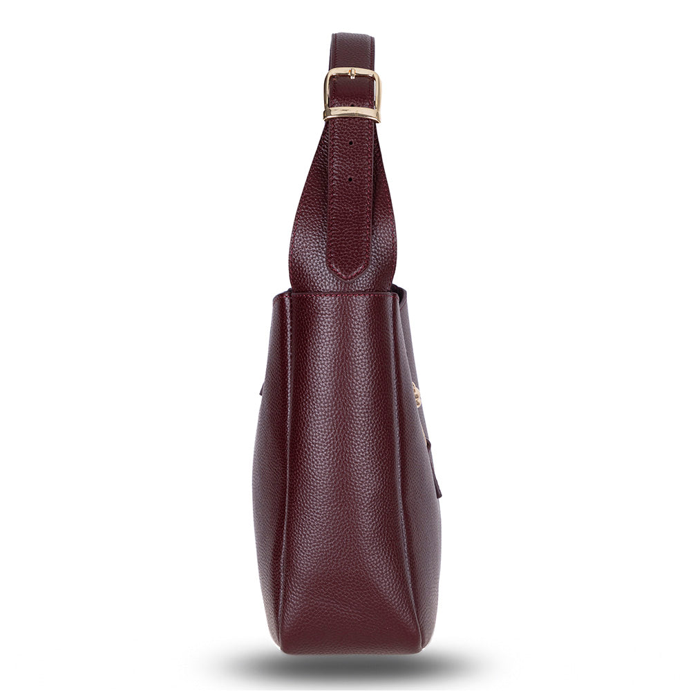 Bloominbag-Ravello Cimbrone Merlot Burgundy Leather Shoulder Bag / Deri Omuz Çantası-4-roqelvaxirum.shop