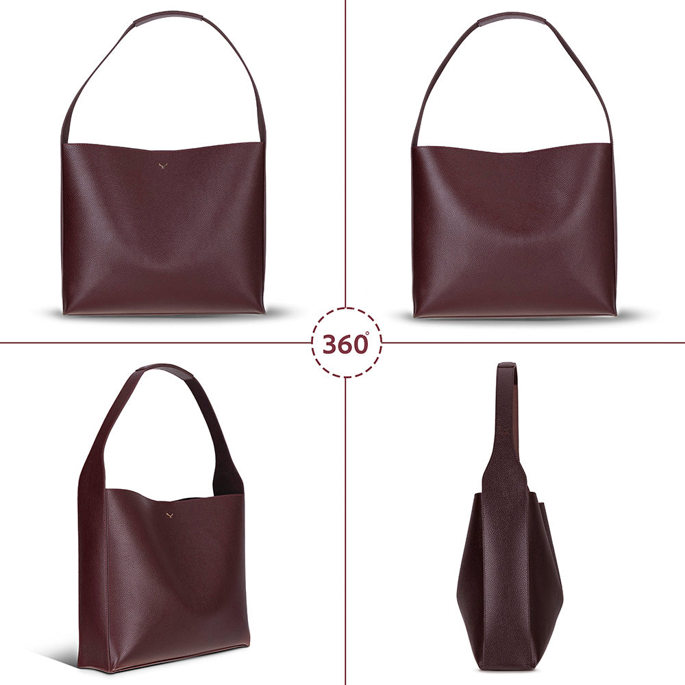 Bloominbag-Ravello Cimbrone Merlot Burgundy Leather Shoulder Bag / Deri Omuz Çantası-5-roqelvaxirum.shop