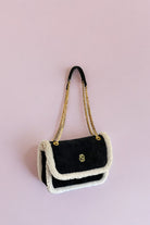 Bloomsbury-Les Alpes Siyah Shearling Süet Çanta-El Çantası-3-roqelvaxirum.shop