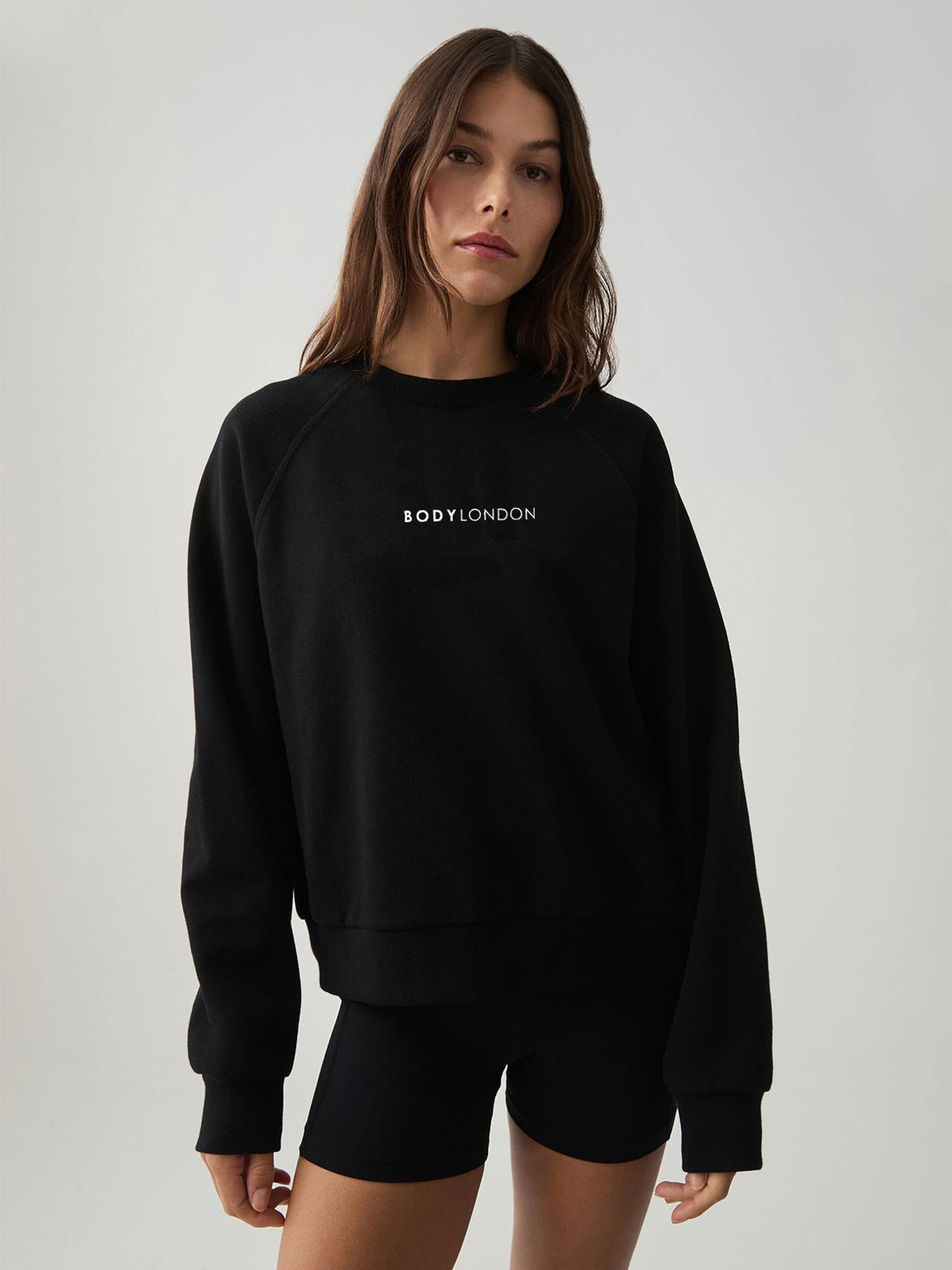 Body London-Pamuklu Normal Kalıp Oversize Günlük Siyah Sweatshirt-Sweatshirts & Hoodies-1-roqelvaxirum.shop
