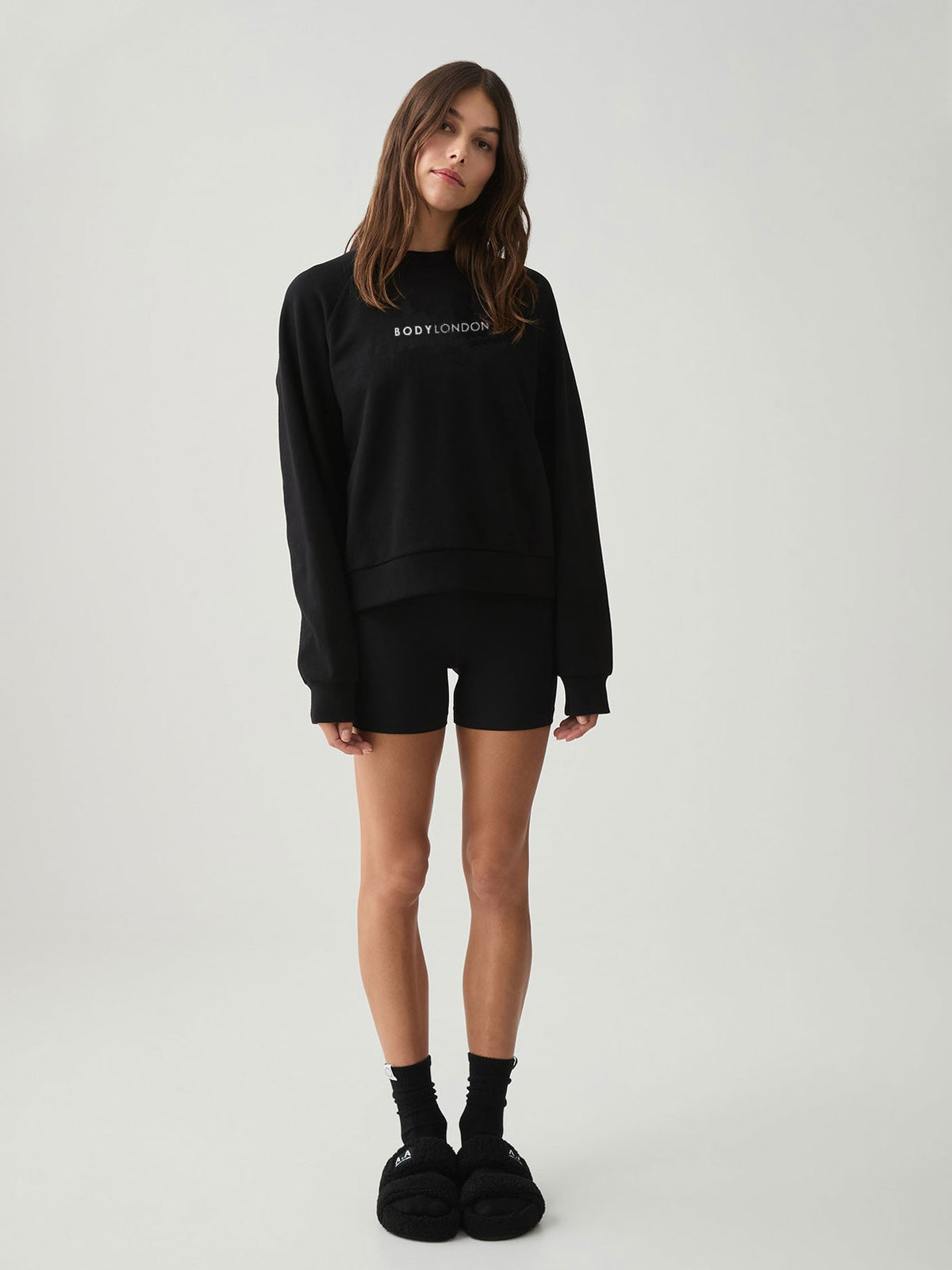 Body London-Pamuklu Normal Kalıp Oversize Günlük Siyah Sweatshirt-Sweatshirts & Hoodies-3-roqelvaxirum.shop