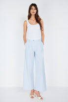 Boneqa Barcelona-Belden Poplin Detaylı Çizgili Pantolon-Pantolon-1-roqelvaxirum.shop