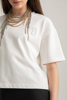 Boneqa Barcelona-Boneqa Logolu Beyaz Tişört-T-Shirts-5-roqelvaxirum.shop