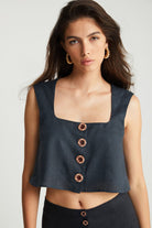 Boneqa Barcelona-Brode Kumaş Askılı Siyah Bluz-Bluz-1-roqelvaxirum.shop