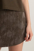 Boneqa Barcelona-Desenli Haki Mini Etek-Etek-6-roqelvaxirum.shop