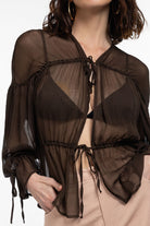 Boneqa Barcelona-Fırfır Detaylı Kahverengi Bluz-Bluz-5-roqelvaxirum.shop