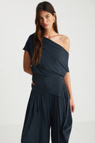 Boneqa Barcelona-Günlük Siyah Cupro Pantolon-Pantolon-4-roqelvaxirum.shop