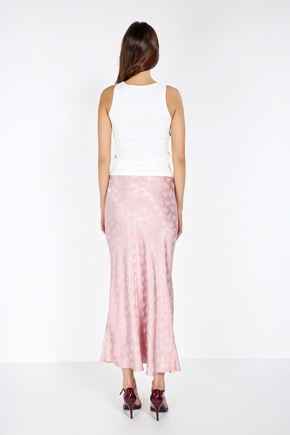 Boneqa Barcelona-Jakarlı Pembe Midi Etek-Etek-8-roqelvaxirum.shop