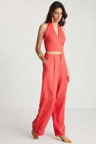 Boneqa Barcelona-Kırmızı Keten Pantolon-Pantolon-3-roqelvaxirum.shop