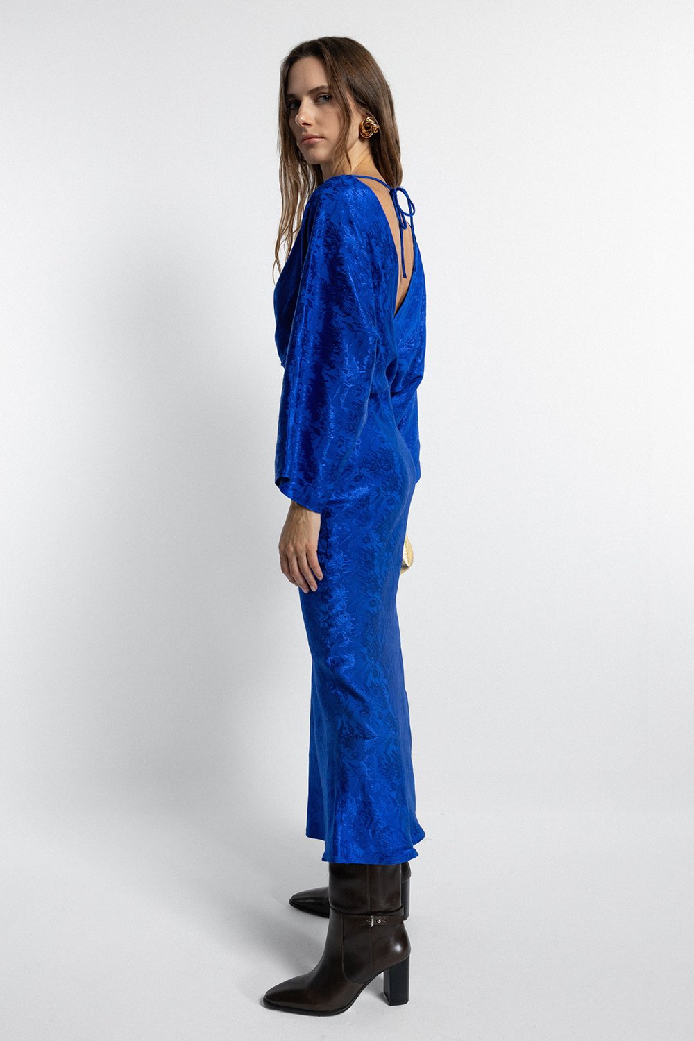 Boneqa Barcelona-Mavi Desenli Gece Elbisesi-Elbise-4-roqelvaxirum.shop