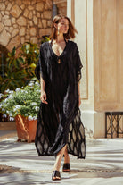 Boneqa Barcelona-Siyah Jakarlı Elbise-Elbise-6-roqelvaxirum.shop