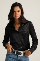 Boneqa Barcelona-Siyah Saten Smart Casual Gömlek-Gömlek-1-roqelvaxirum.shop