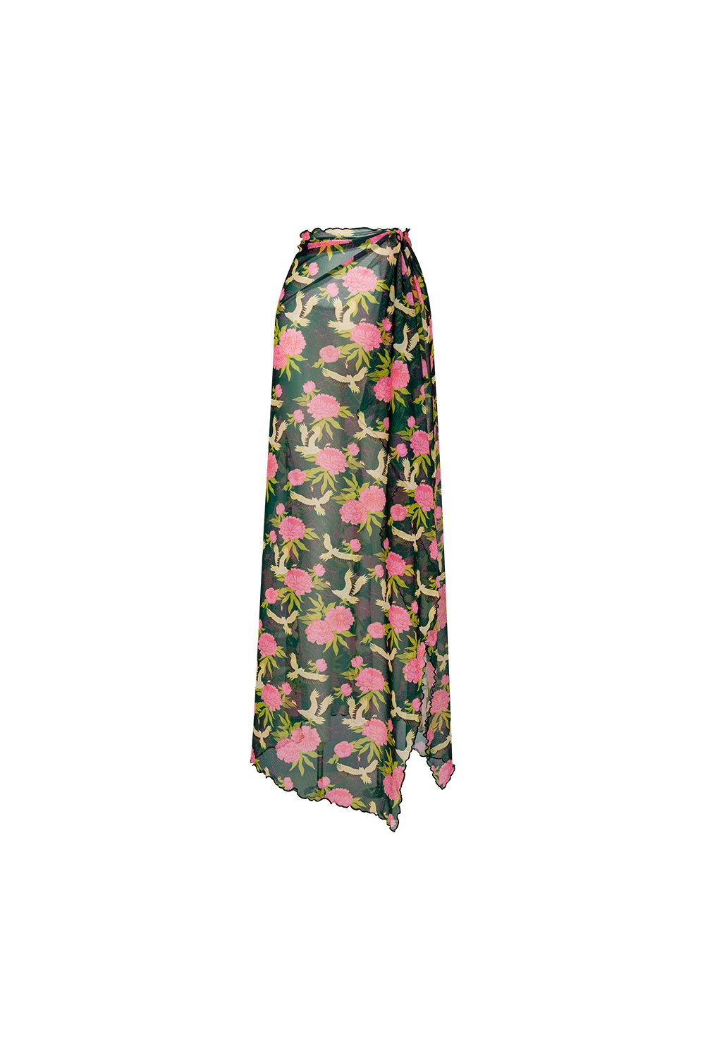 Bonesta-Alessia Pembe Kuş Desenli Bağcıklı Uzun Pareo Etek-Pareo & Bandana-1-roqelvaxirum.shop