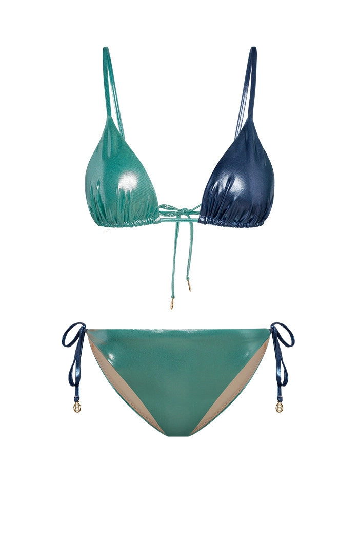 Bonesta-Amargosa Shiny Aqua And Royal Blue Çift Renk Üçgen Bikini Takımı-Bikini & Mayo-1-roqelvaxirum.shop