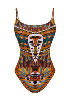 Bonesta-Atyrau Aztec Ethnic Pattern Aksesuarlı Askılı Kare Yaka Mayo-Bikini & Mayo-4-roqelvaxirum.shop