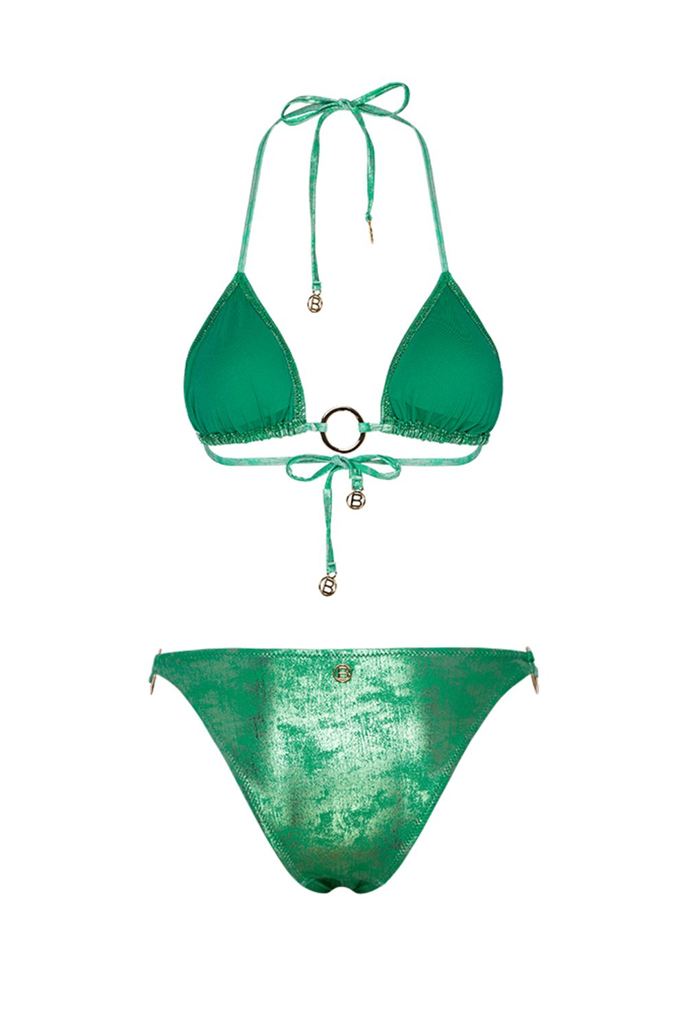 Bonesta-Bardenas Shiny Shiny Emerald Green Aksesuarlı Üçgen Bikini Takımı-Bikini & Mayo-5-roqelvaxirum.shop