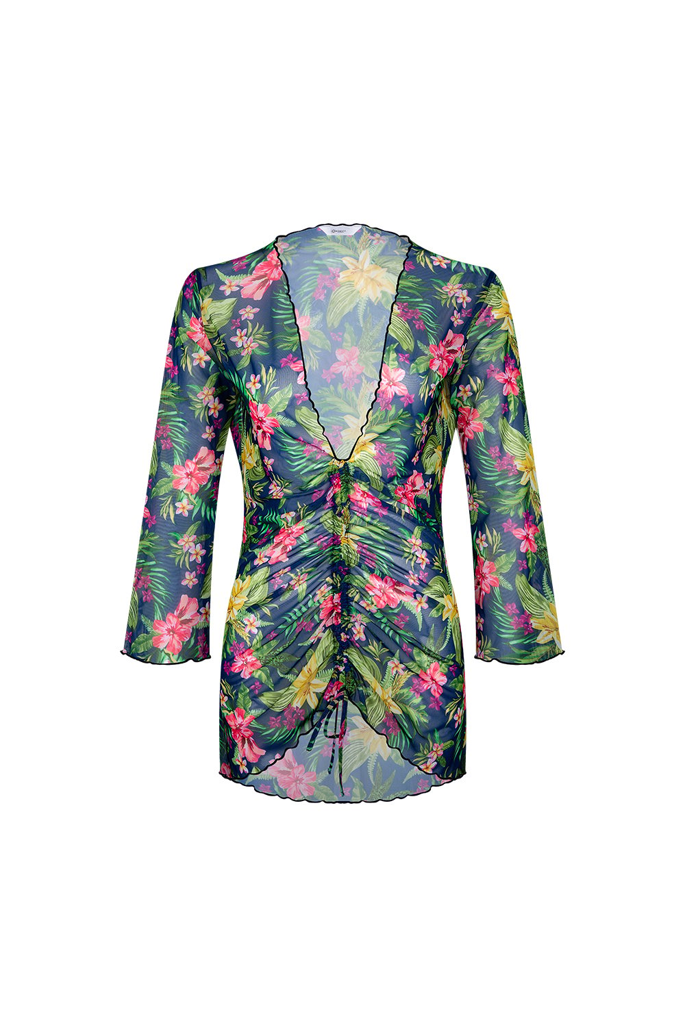 Bonesta-Bellanca Pembe Çiçek Desenli Önü Büzgülü Gömlek Pareo-Pareo & Bandana-1-roqelvaxirum.shop
