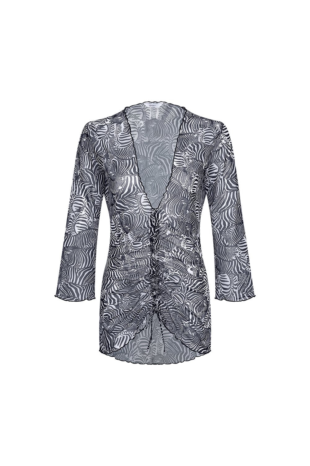 Bonesta-Bellanca Zebra Desenli Önü Büzgülü Gömlek Pareo-Pareo & Bandana-1-roqelvaxirum.shop