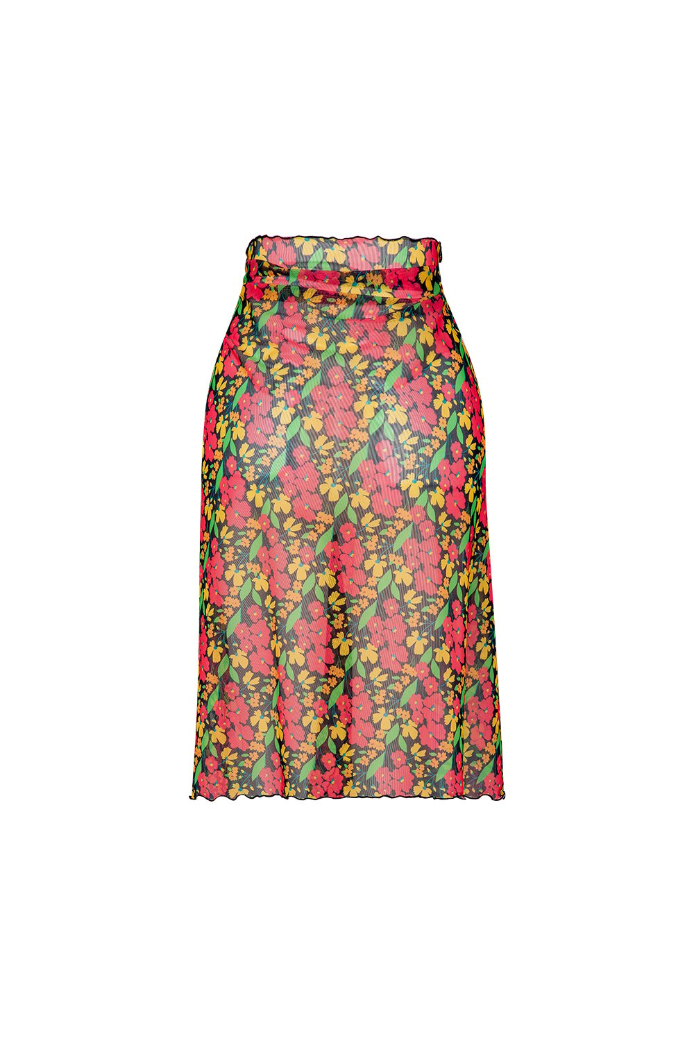 Bonesta-Callie Kırmızı Çiçek Desenli Büzgülü Volanlı Midi Pareo Etek-Pareo & Bandana-2-roqelvaxirum.shop