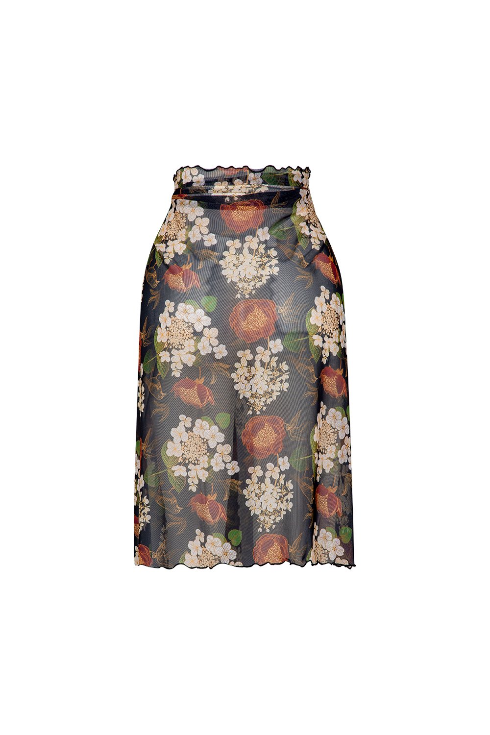 Bonesta-Callie Koyu Kahve Çiçek Desenli Büzgülü Volanlı Midi Pareo Etek-Pareo & Bandana-2-roqelvaxirum.shop