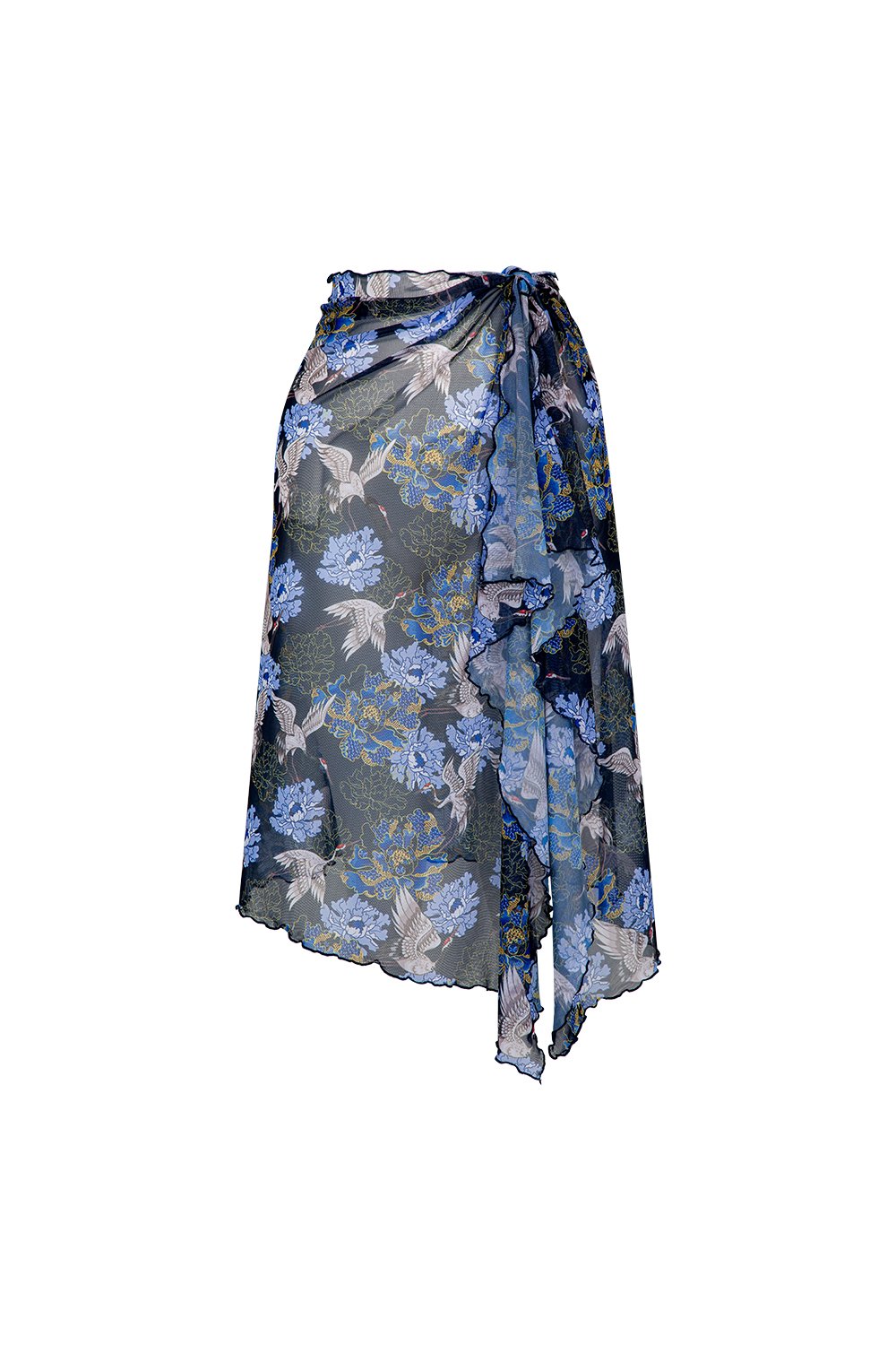 Bonesta-Callie Kuş Desenli Büzgülü Volanlı Midi Pareo Etek-Pareo & Bandana-1-roqelvaxirum.shop
