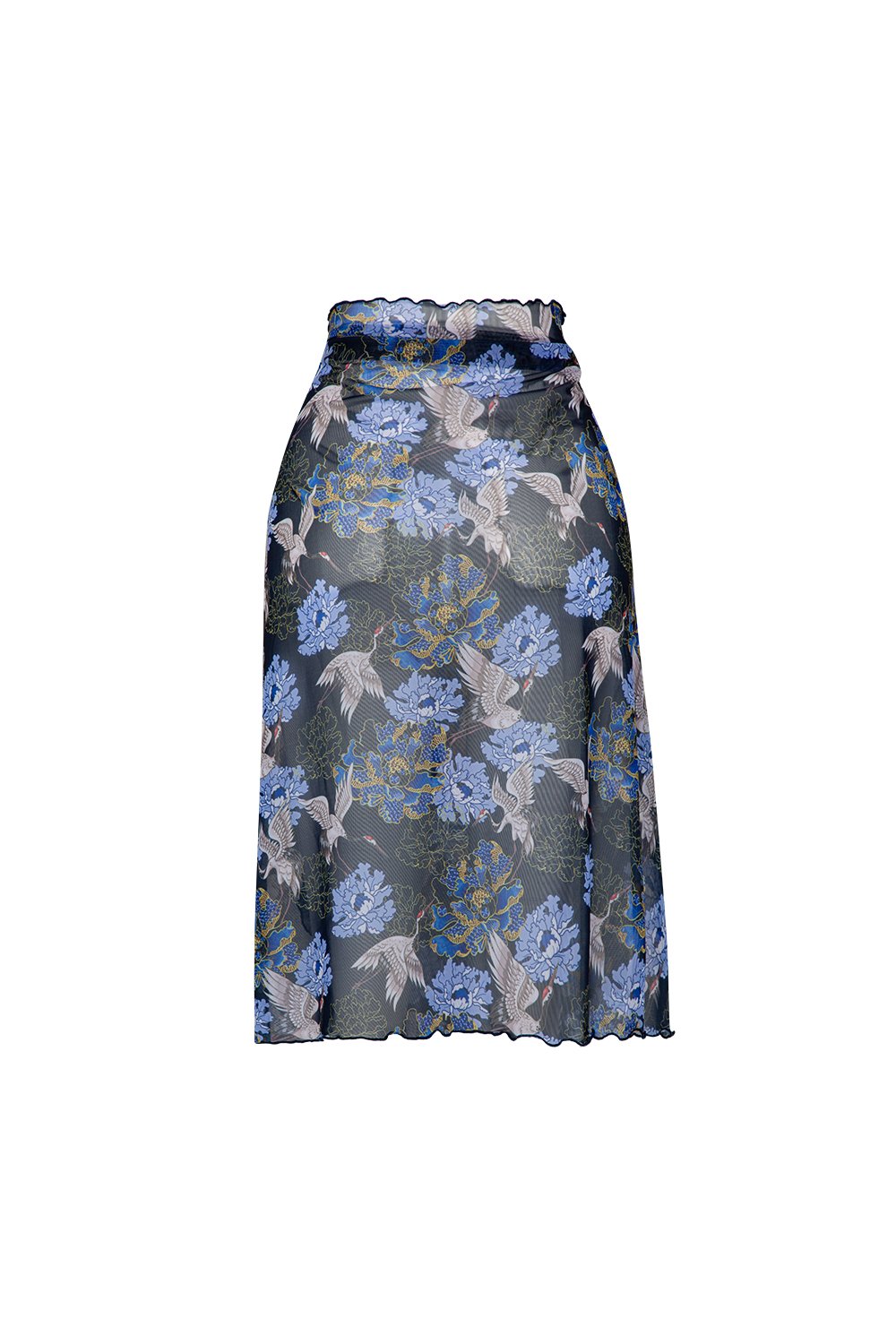 Bonesta-Callie Kuş Desenli Büzgülü Volanlı Midi Pareo Etek-Pareo & Bandana-2-roqelvaxirum.shop