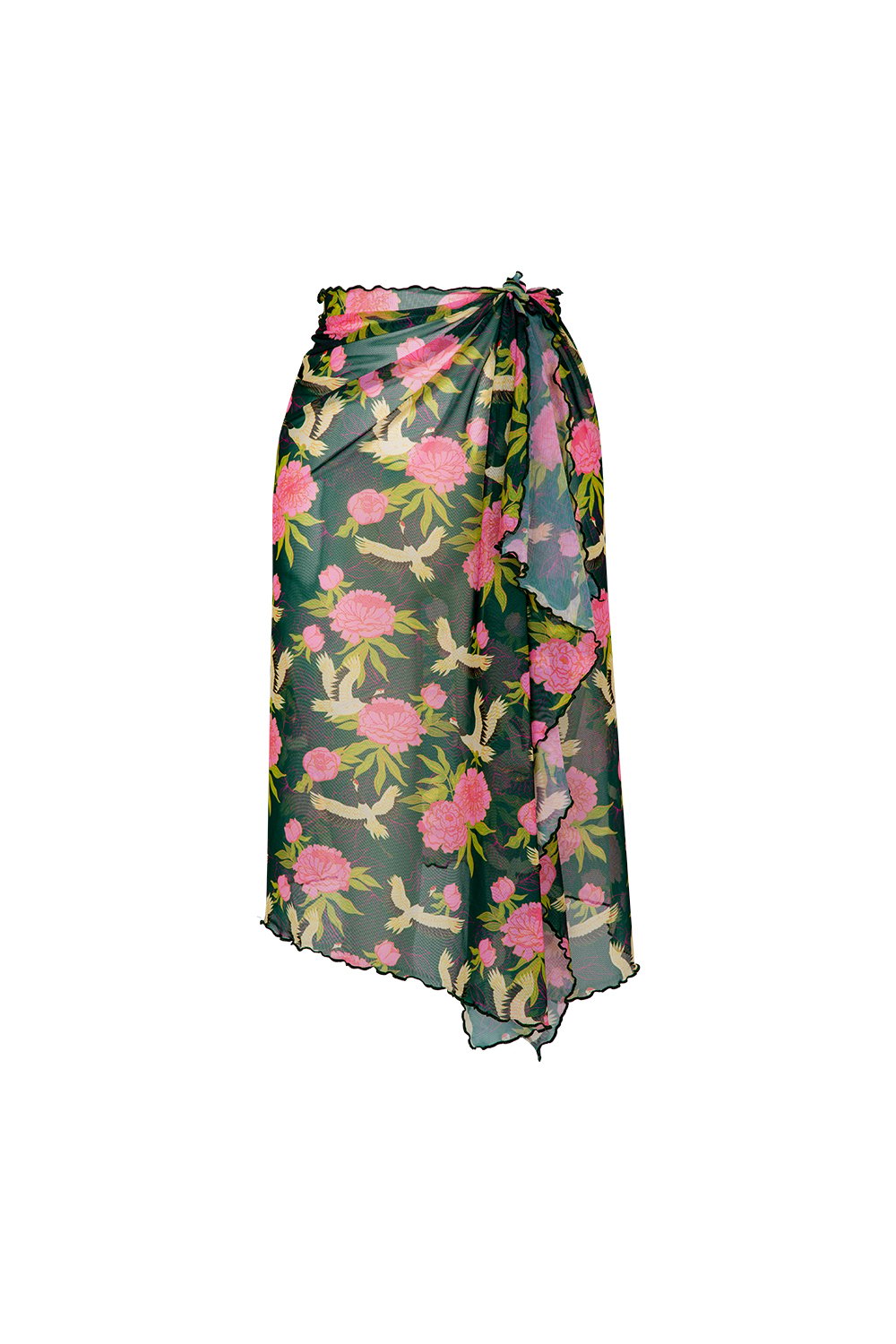 Bonesta-Callie Pembe Kuş Desenli Büzgülü Volanlı Midi Pareo Etek-Pareo & Bandana-1-roqelvaxirum.shop