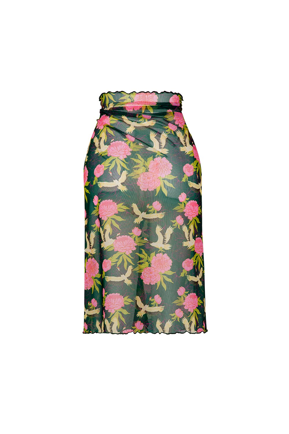 Bonesta-Callie Pembe Kuş Desenli Büzgülü Volanlı Midi Pareo Etek-Pareo & Bandana-2-roqelvaxirum.shop