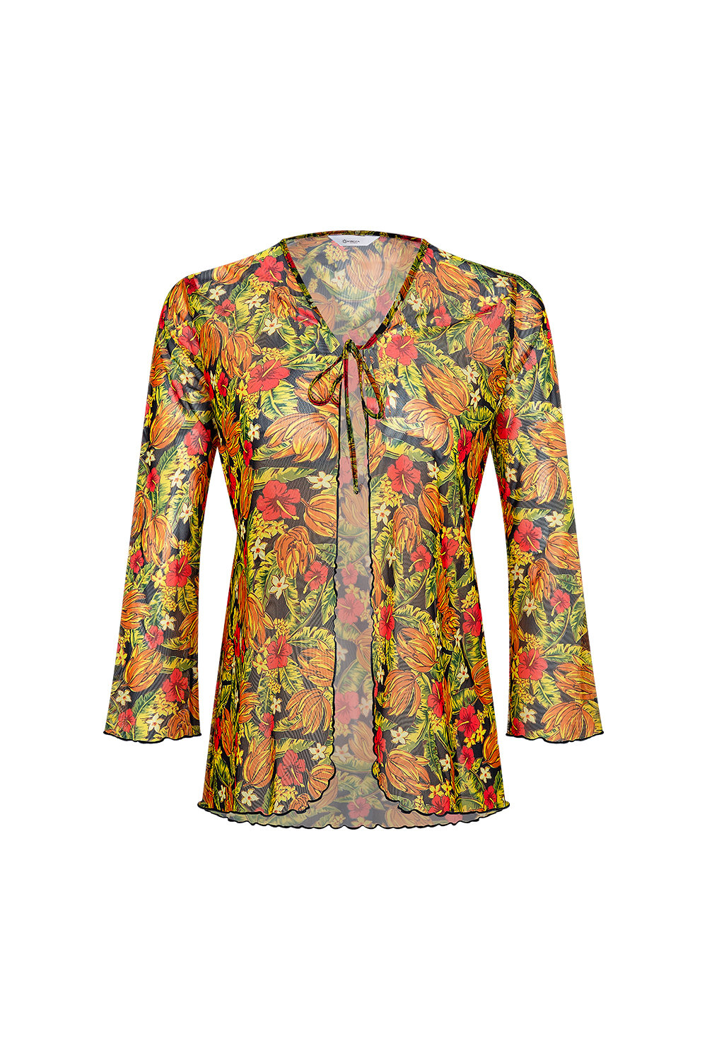 Bonesta-Cameo Turuncu Çiçek Desenli Önü Bağcıklı Gömlek Pareo-Pareo & Bandana-1-roqelvaxirum.shop
