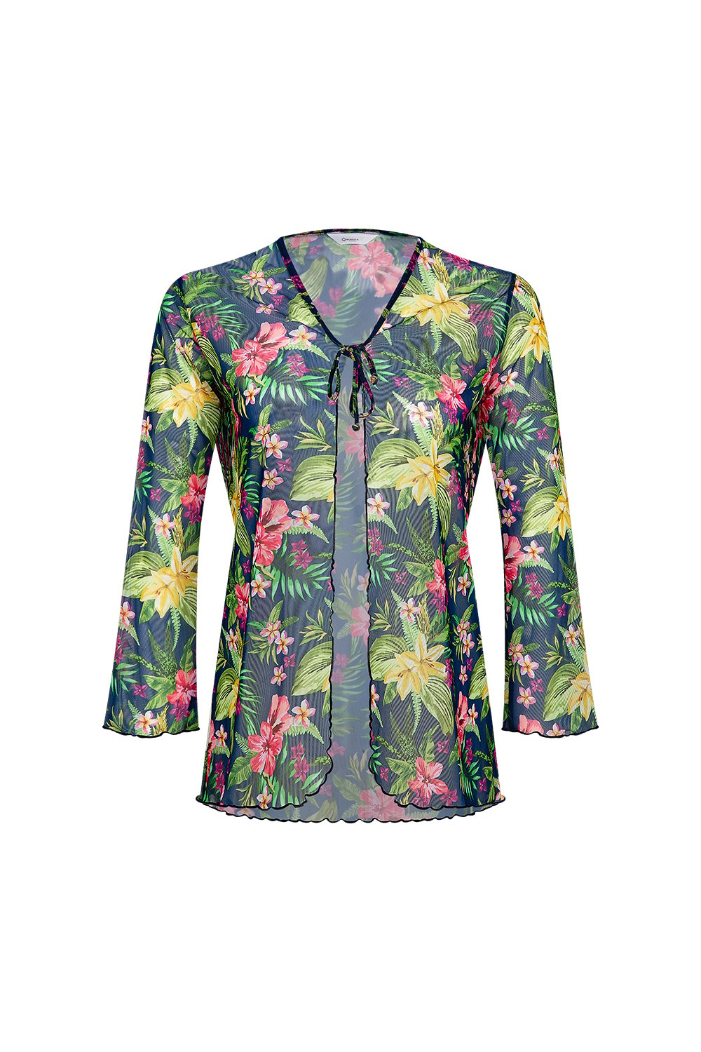 Bonesta-Cameo Yeşil Çiçek Desenli Önü Bağcıklı Gömlek Pareo-Pareo & Bandana-1-roqelvaxirum.shop