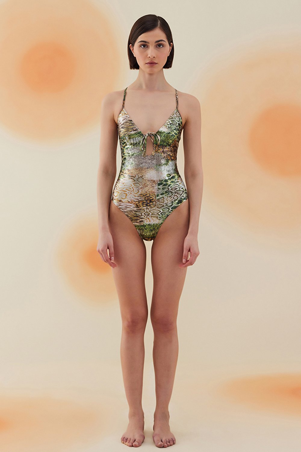 Bonesta-Dainakil Phantom Snake Pattern Bağcıklı V Yaka Mayo-Bikini & Mayo-1-roqelvaxirum.shop