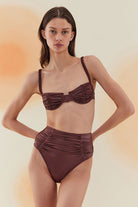 Bonesta-Erg Burnt Umber Drapeli Yüksek Bel Bikini Takımı-Bikini & Mayo-2-roqelvaxirum.shop